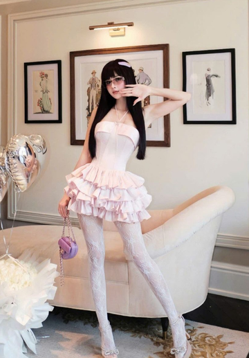 Gentle A Line Halter Light Pink Layered Satin Short Homecoming Dress HZ1023